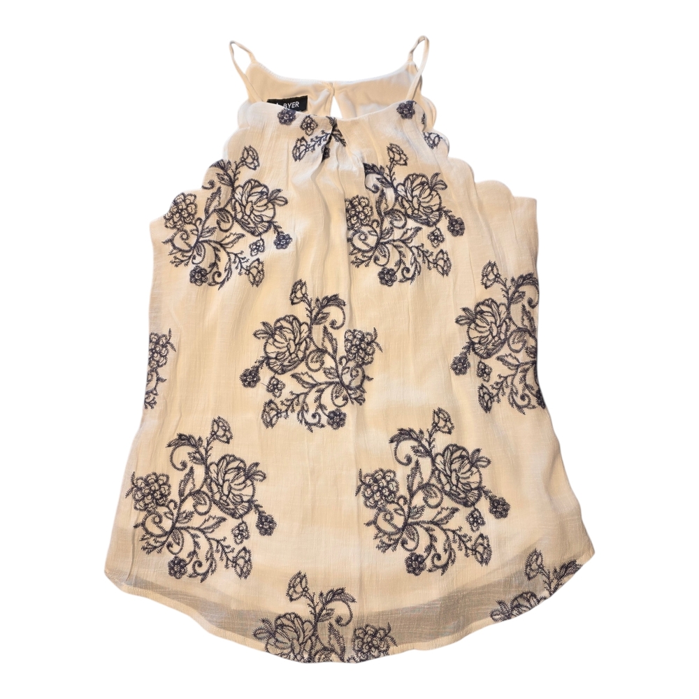 A. Byer Beige and Black Floral Sleeveless Top